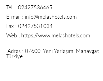 Melas Resort Hotel iletiim bilgileri
